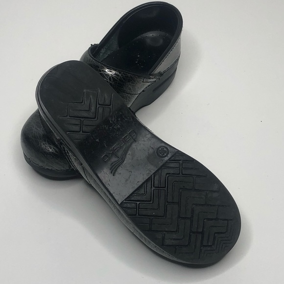 Dansko Black & Silver Patterned Clog Shoes - Picture 5 of 8